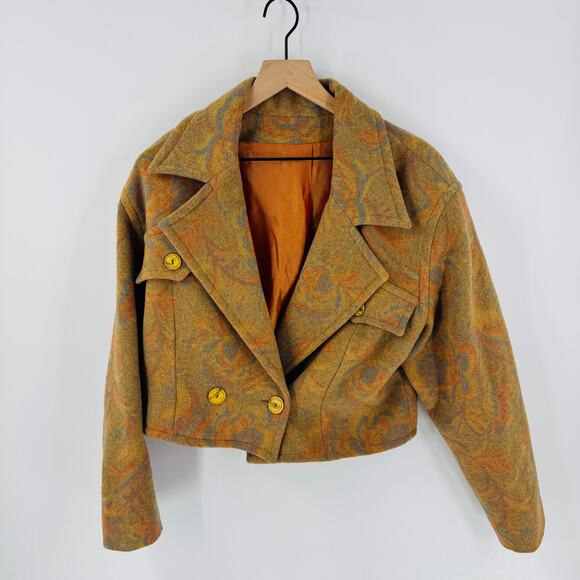 Vintage Made in Italy Wool Blend Cropped Jacket Size 42 Equestrian Style - Picture 2 of 9